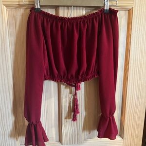 SHEIN Burgundy Off-Shoulder Top